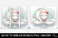 Cute Santa on Moon Pastel Digital Painting | 20 oz Tumbler Product Image 1