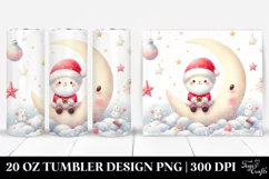 Cute Santa on Moon Pastel Digital Painting | 20 oz Tumbler Product Image 1