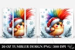 Cute Watercolor Chicken with Santa Clipart Product Image 1