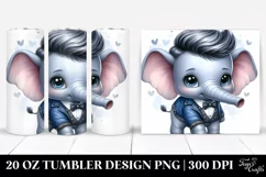 Cute Baby Elephant in Energetic Watercolor | 20 oz Tumbler Product Image 1