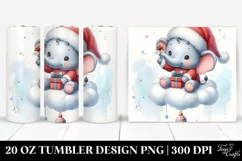 Cute Baby Elephant in Winter Digital Painting | 20 oz Product Image 1