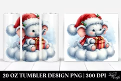 Cute Baby Elephant in Winter Digital Painting | 20 oz Product Image 1