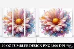 Detailed Pastel Shiny Daisy Tumbler Product Image 1
