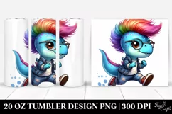 Cute Baby Dinosaur with Cool Haircut and Expressive Face Product Image 1