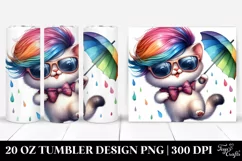 Cute Baby Cat in Vibrant Watercolor Drawing | 20 oz Tumbler Product Image 1