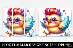 Cute Baby Chicken in Vibrant Watercolor Drawing | 20 oz Product Image 1