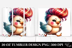 Cute Baby Chicken in Vibrant Watercolor Drawing | 20 oz Product Image 1