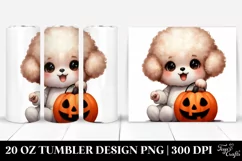 Cute Baby Bichpoo with Jack-o Lantern, Sublimation Clipart Product Image 1