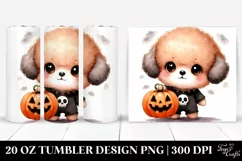 Cute Baby Bichpoo with Jack-o Lantern, Sublimation Clipart Product Image 1