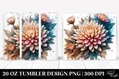 20 Oz Tumbler Sublimation | Abstract Stained Chrysanthemum Product Image 1