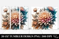 20 Oz Tumbler Sublimation | Abstract Stained Chrysanthemum Product Image 1