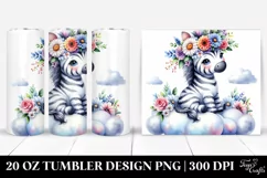 Cartoon-Style Zebra with Flower Crown 20 Oz Tumbler Product Image 1