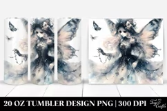 Washed Watercolor Gothic Fairy, Transparent 20 Oz Tumbler Product Image 1
