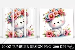 Sitting Bear with Flower Crown 20 Oz Tumbler Product Image 1