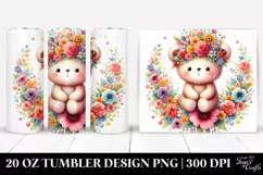 Sitting Bear with Flower Crown 20 Oz Tumbler Product Image 1
