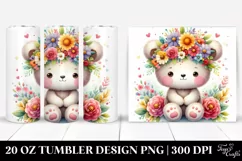 Sitting Bear with Flower Crown 20 Oz Tumbler Product Image 1