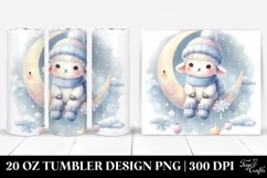 Cute Baby Lamb in Winter Digital Painting | 20 oz Tumbler Product Image 1