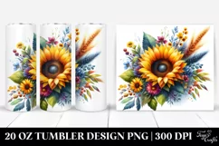 20 Oz Tumbler Sublimation | Vibrant Sunflower Bouquet Product Image 1
