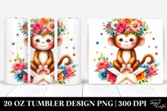 Monkey on Star with Flower Crown 20 Oz Tumbler Product Image 1