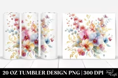 Colorful Orchid Gold Washed Watercolor | 20 oz Tumbler Product Image 1