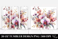 Colorful Orchid Gold Washed Watercolor | 20 oz Tumbler Product Image 1