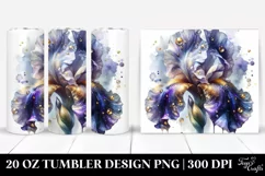20 Oz Tumbler Sublimation | Colorful Iris with Golden Product Image 1