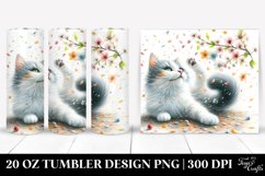 tumbling Cat with Spring Petals Tumbler Design Product Image 1