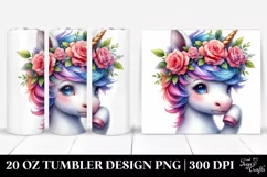 Cute Baby Unicorn Playing, Transparent 20 Oz Tumbler Product Image 1