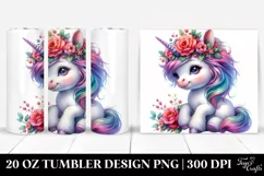 Cute Baby Unicorn Playing, Transparent 20 Oz Tumbler Product Image 1