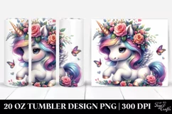 Cute Baby Unicorn Playing, Transparent 20 Oz Tumbler Product Image 1