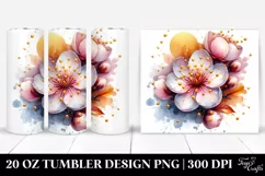 20 Oz Tumbler Sublimation | Shiny Cherry Blossom with Product Image 1