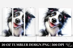 Crazy Looking Watercolor Border Collie | 20 Oz Tumbler Product Image 1
