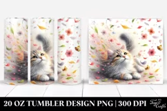Cat Tumbling with Spring Petals | 20 Oz Tumbler Product Image 1