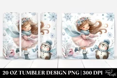 Cute Fairy Tumbling with Snowflakes Clipart Product Image 1
