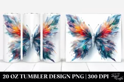 Abstract Vibrant Watercolor Butterfly | 20 oz Tumbler Product Image 1