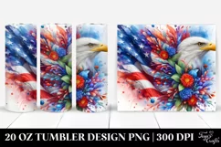 Abstract Eagle USA Flag Flowers | 20 oz Tumbler Product Image 1