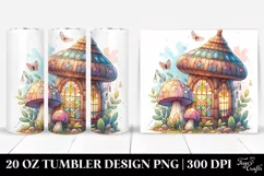 Abstract Pastel Wooden Mushroom Tumbler Product Image 1