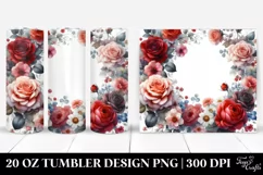 Colorful Floral Frame with Red Roses | 20 Oz Tumbler Product Image 1