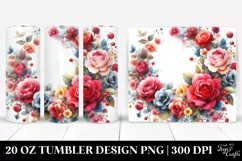 Colorful Floral Frame with Red Roses | 20 Oz Tumbler Product Image 1