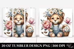 Whimsical Cute Lion Basket Magnolia | 20 Oz Tumbler Product Image 1