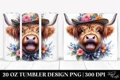 Watercolor Highland Cow Portrait Sun Hat | 20 Oz Tumbler Product Image 1