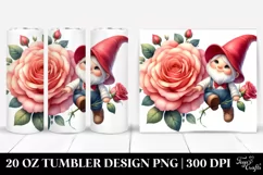 Cute Gnome Rose Floating | 20 Oz Tumbler Product Image 1
