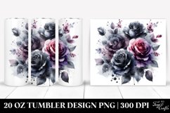 Vibrant Watercolor Black Roses | 20 Oz Tumbler Product Image 1