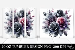 Vibrant Watercolor Black Roses | 20 Oz Tumbler Product Image 1
