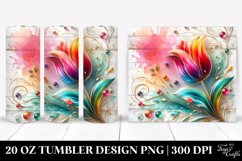 20 Oz Tumbler Sublimation | Colorful Tulip on Wooden Product Image 1