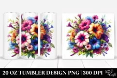 20 Oz Tumbler Sublimation | Vibrant Petunia Bouquet Product Image 1