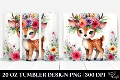 Cartoon-Style Watercolor Deer with Flower Crown 20 Oz Product Image 1
