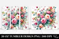 Colorful Abstract Pink Roses, Transparent 20 Oz Tumbler Product Image 1