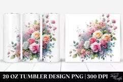 Colorful Abstract Pink Roses, Transparent 20 Oz Tumbler Product Image 1
