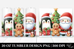 Playful Christmas Scene with Santa and Penguin Product Image 1